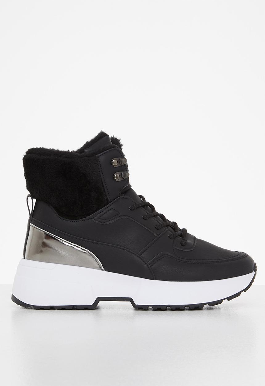 Tom Tom - Chunky faux-fur lined hiking boot - black
