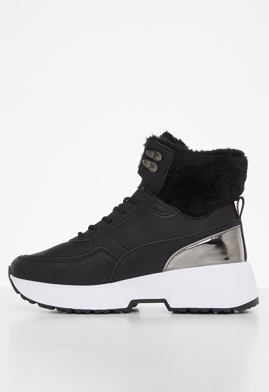 Tom Tom - Chunky faux-fur lined hiking boot - black