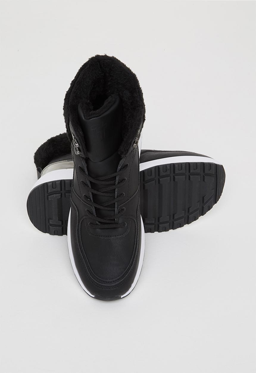 Tom Tom - Chunky faux-fur lined hiking boot - black