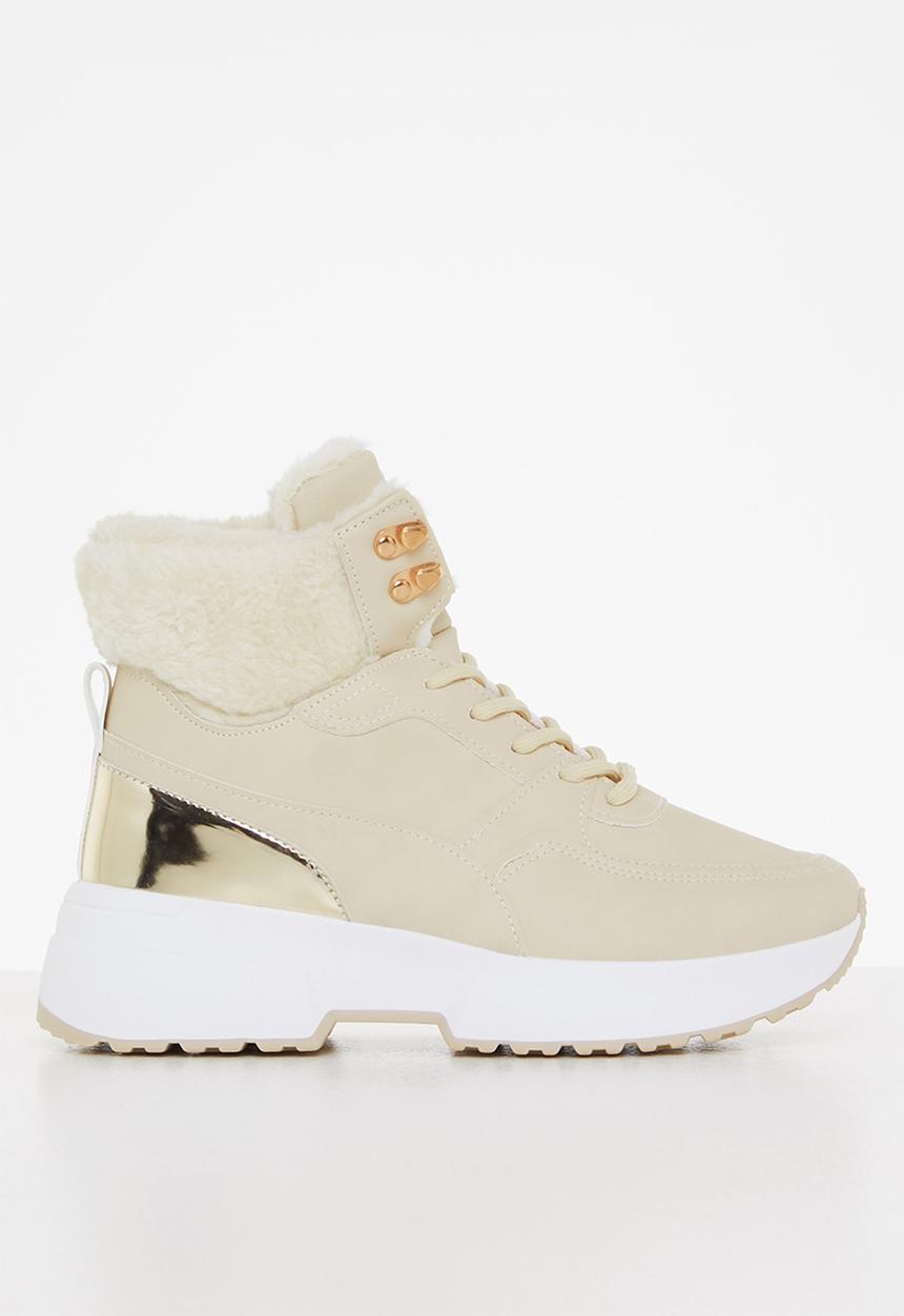 Tom Tom - Chunky faux-fur lined hiking boot - stone