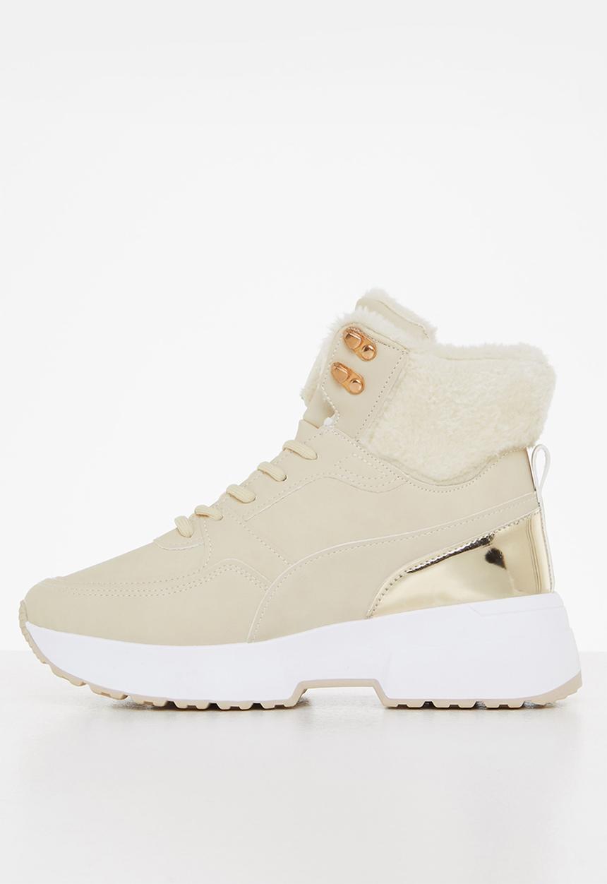 Tom Tom - Chunky faux-fur lined hiking boot - stone