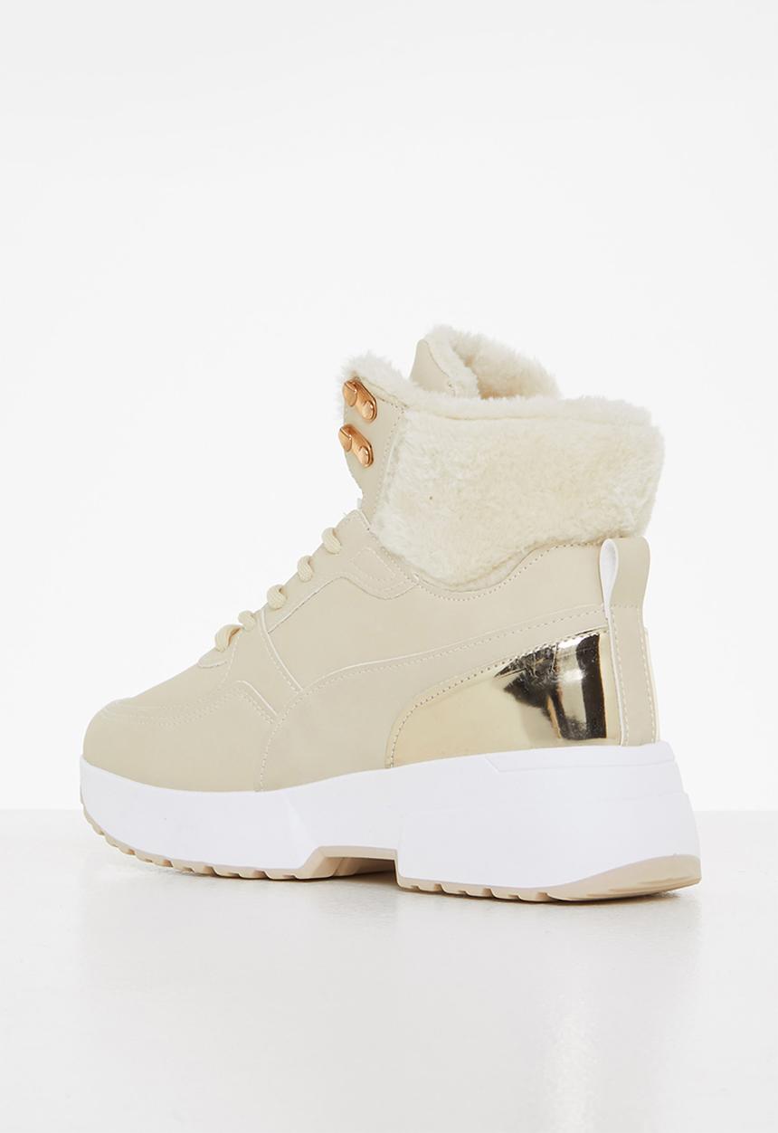 Tom Tom - Chunky faux-fur lined hiking boot - stone