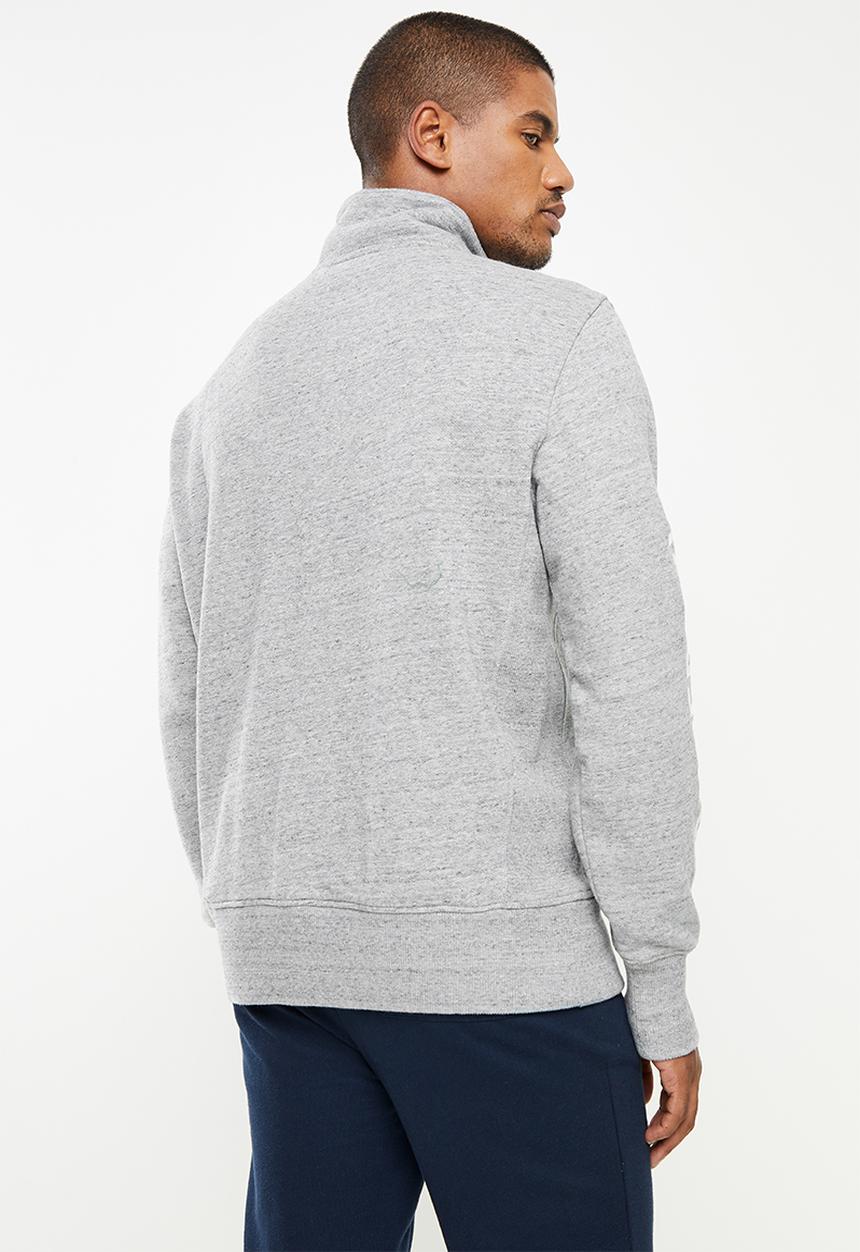 Superdry. - City college half zip - grey slub grindle