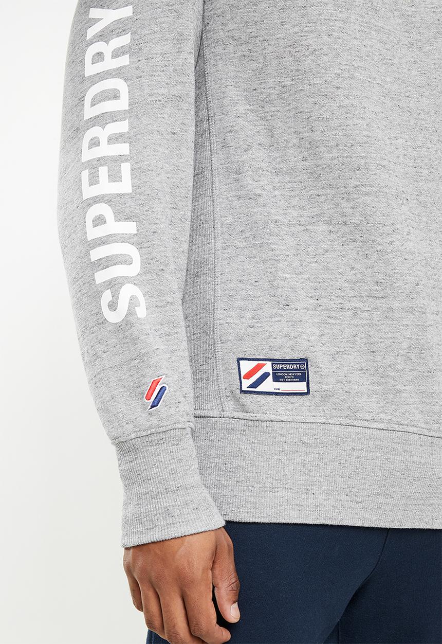 Superdry. - City college half zip - grey slub grindle