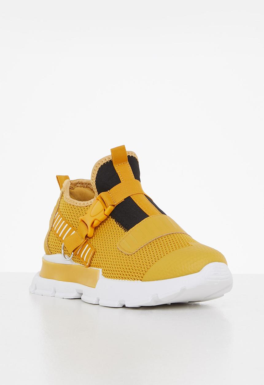 Tom Tom - Chunky knit lace up sneaker - mustard