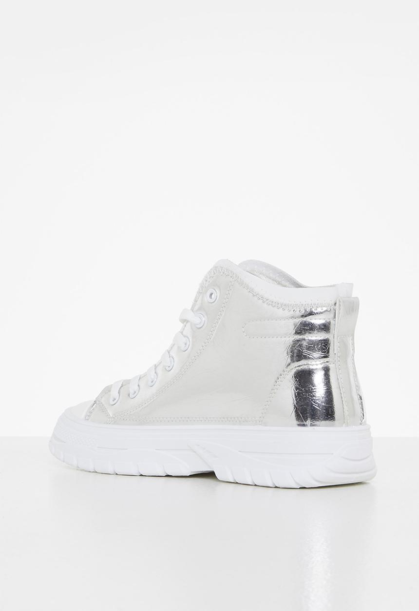 Tom Tom - Chunky metallic lace-up boot - silver