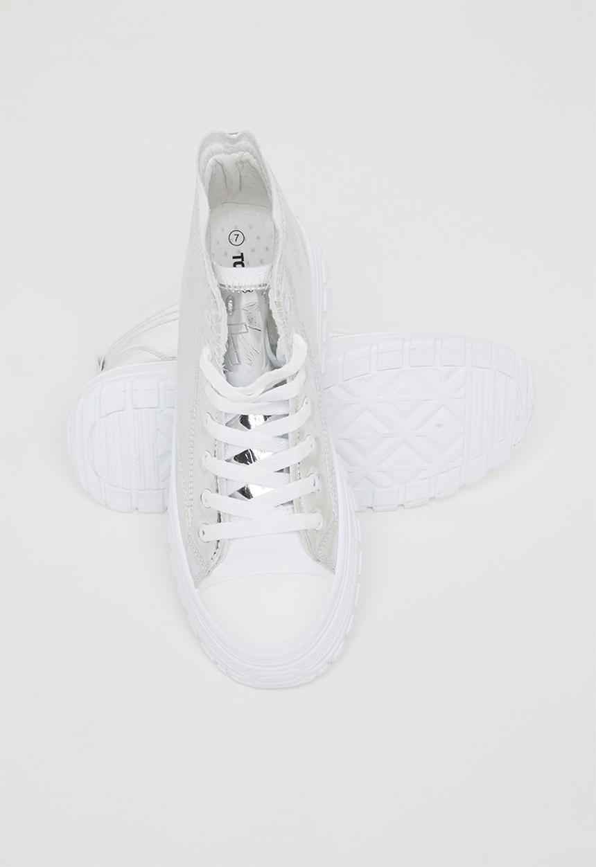 Tom Tom - Chunky metallic lace-up boot - silver