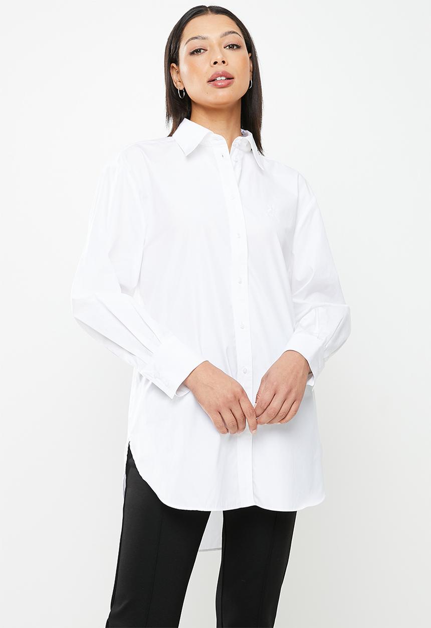 POLO - Women long sleeve boyfriend shirt - white