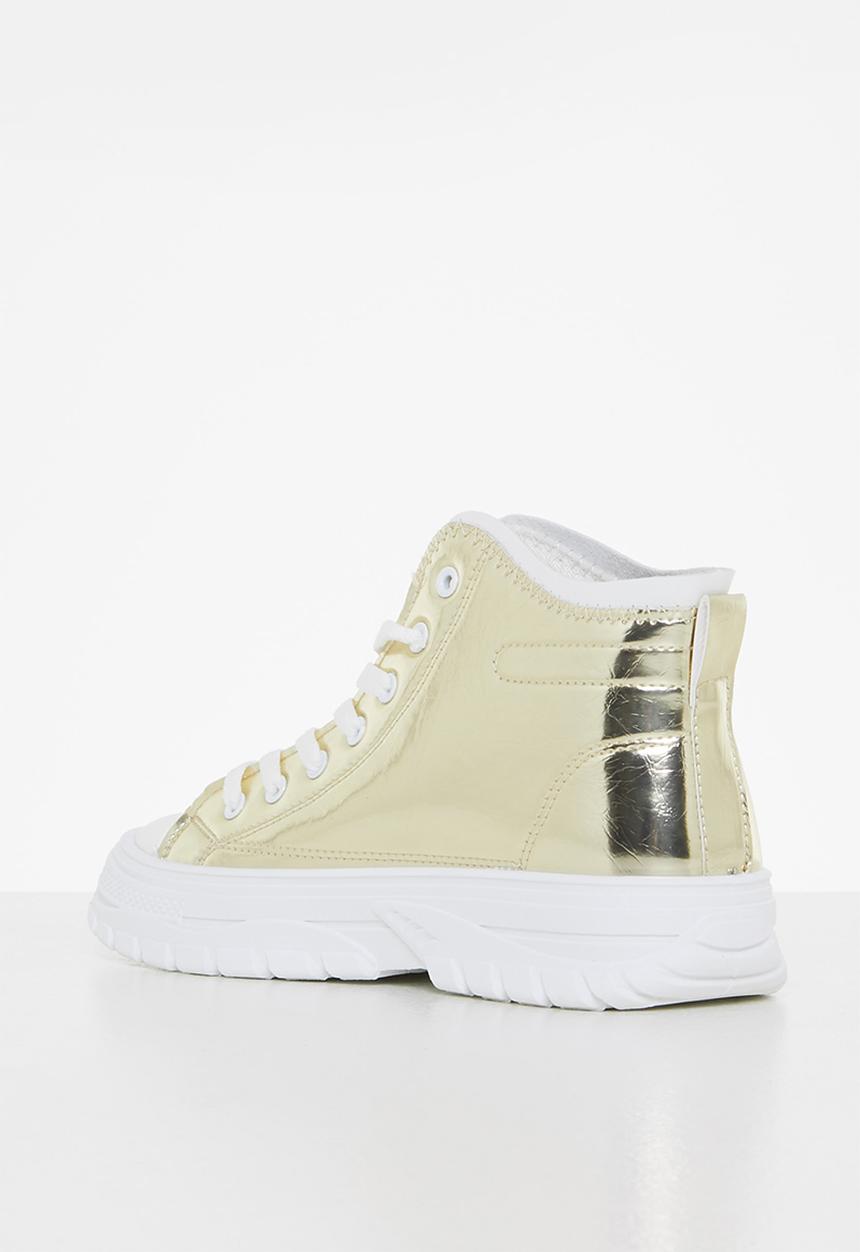 Tom Tom - Chunky metallic lace-up boot - gold