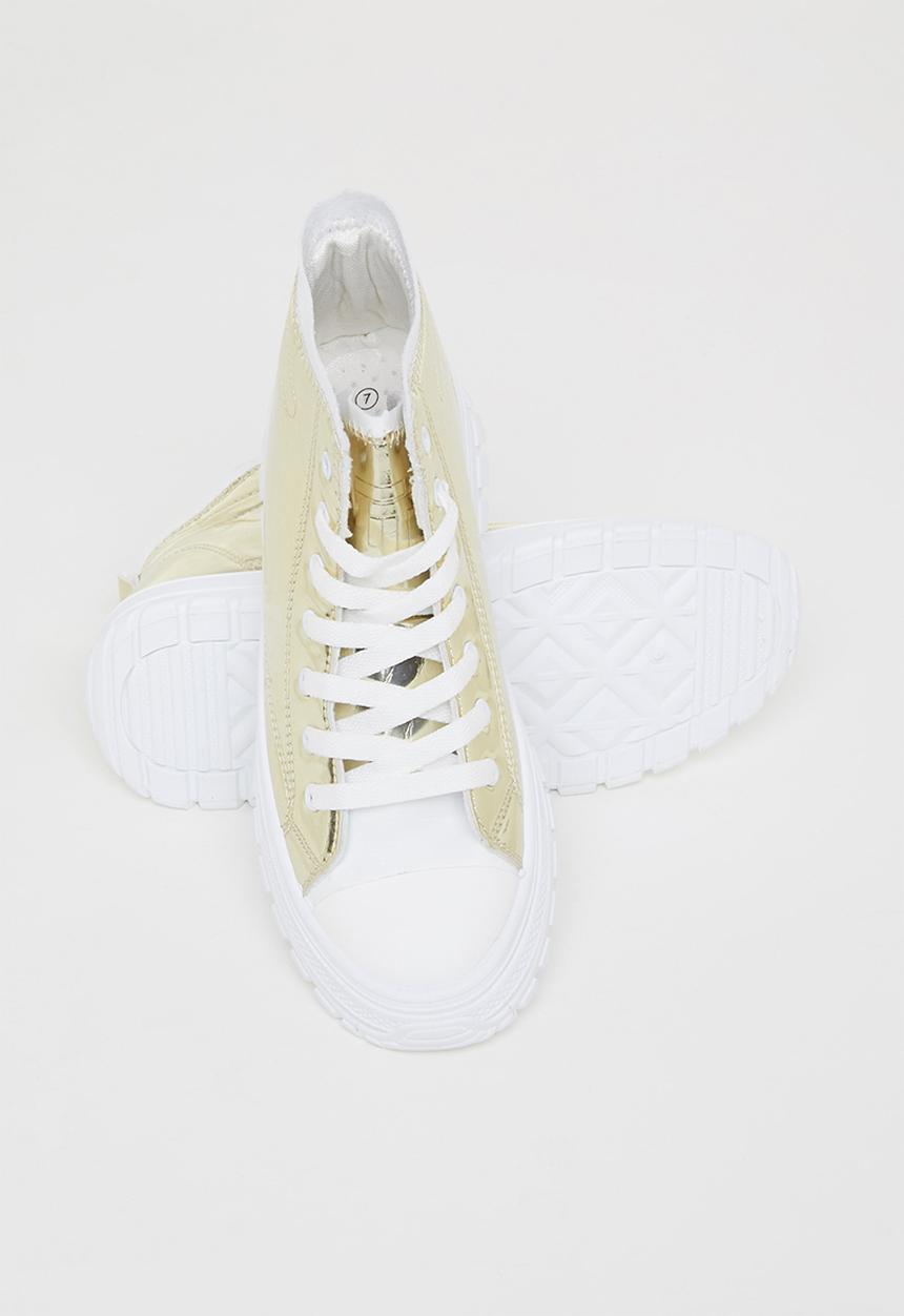 Tom Tom - Chunky metallic lace-up boot - gold