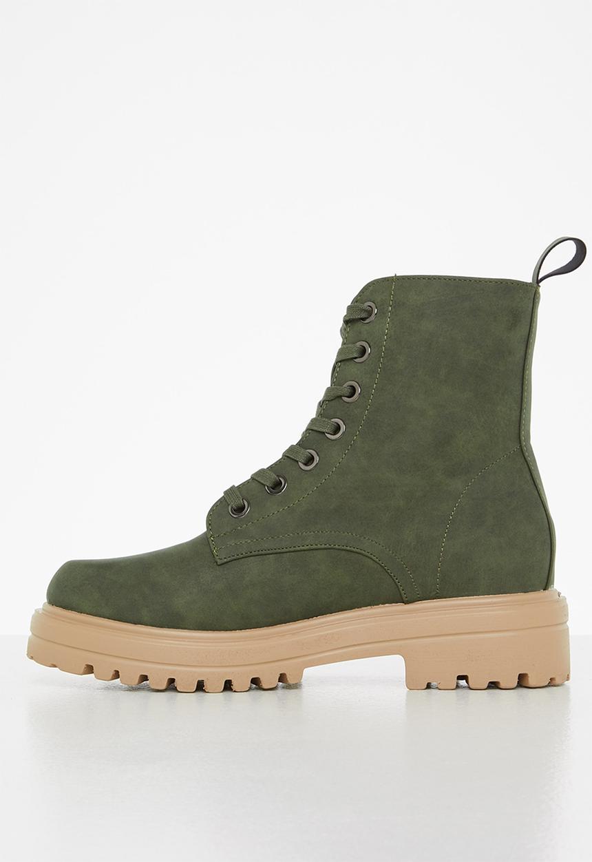 Madison® - Shay chunky lace up boot - olive