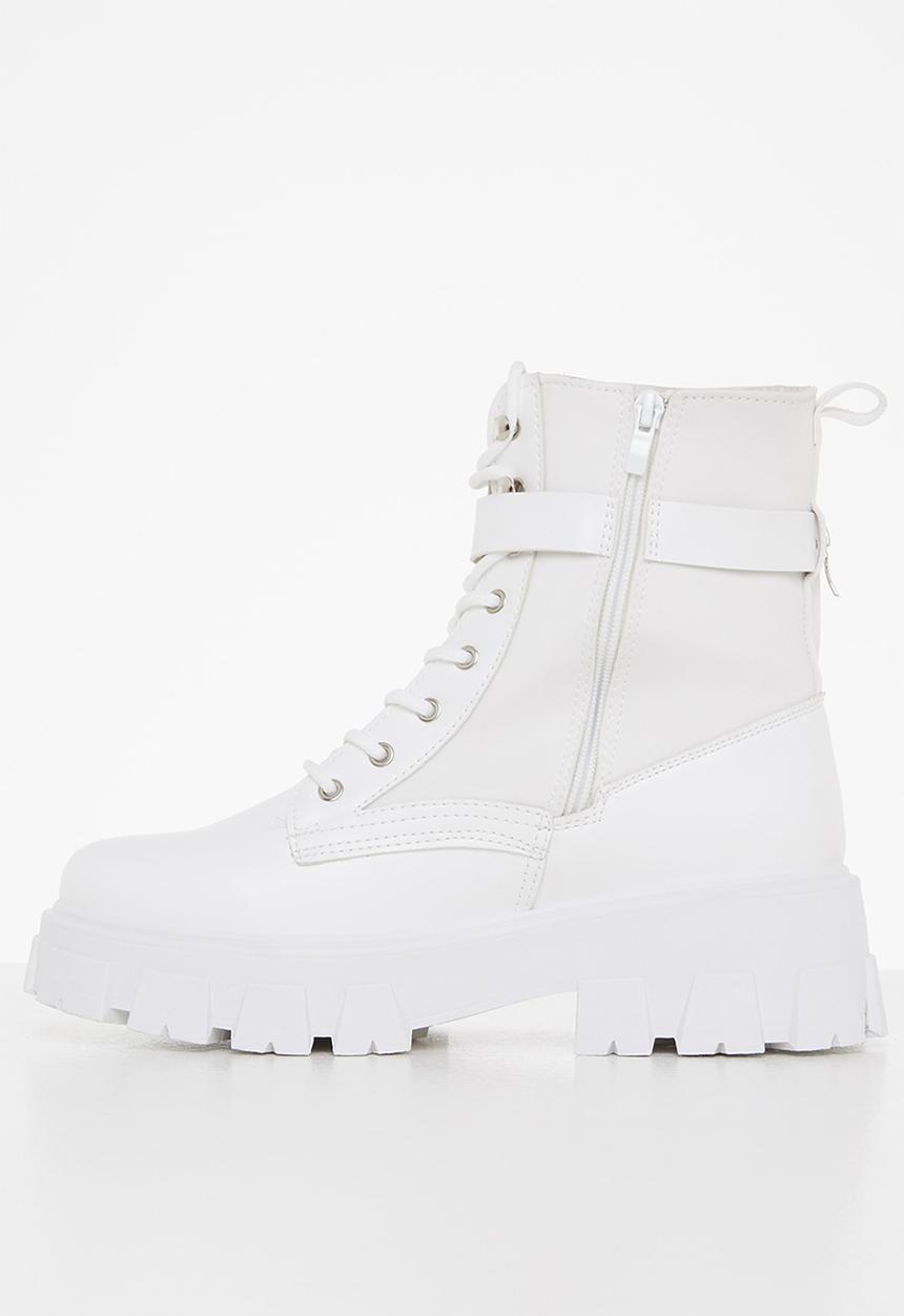 Madison® - Simone chunky lace up boot - white