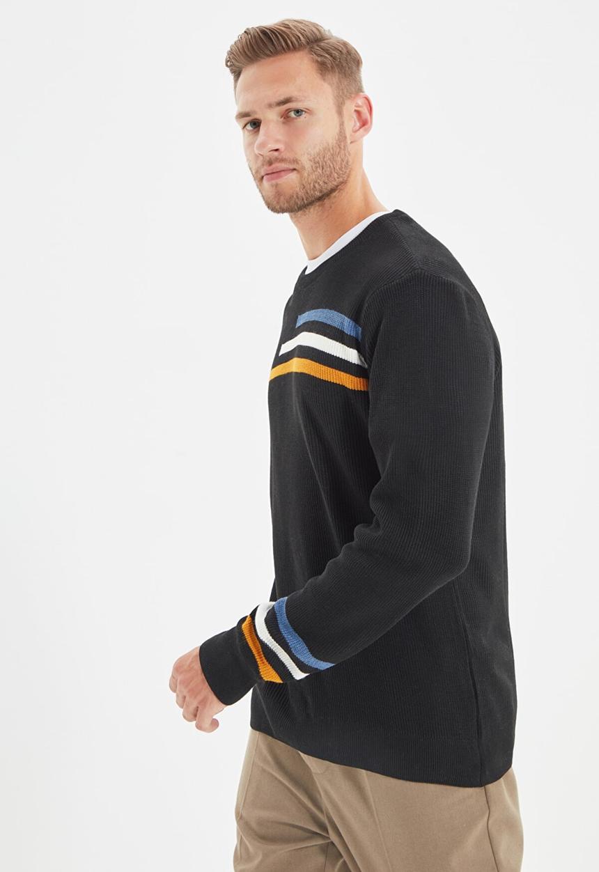 Trendyol - Stripe detail knit - black