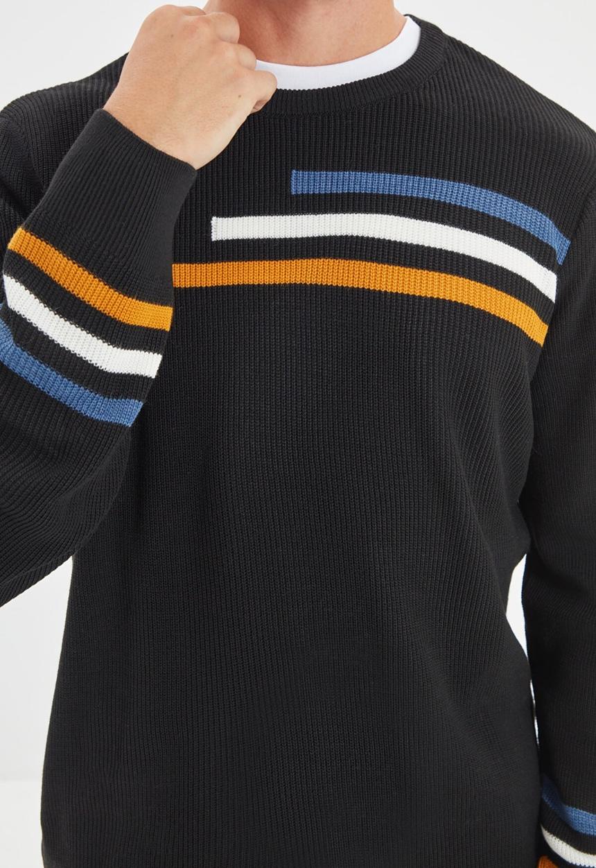 Trendyol - Stripe detail knit - black