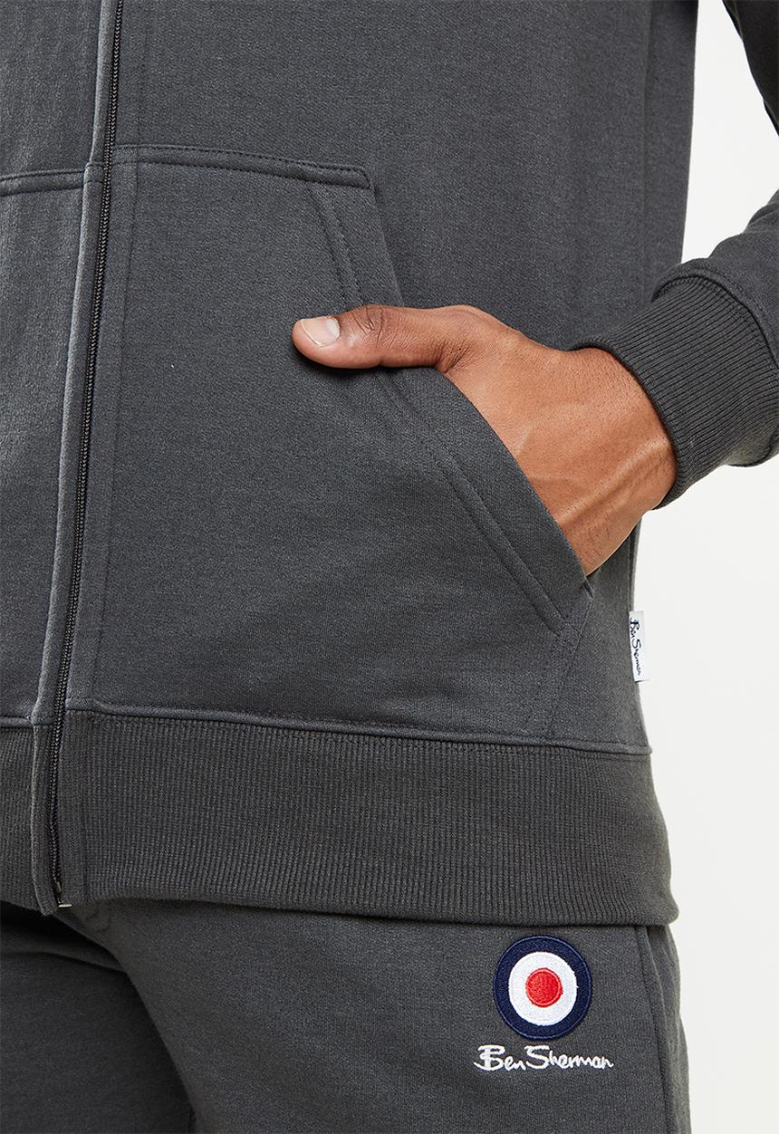 Ben Sherman - Target emb zip thru hoody - charcoal