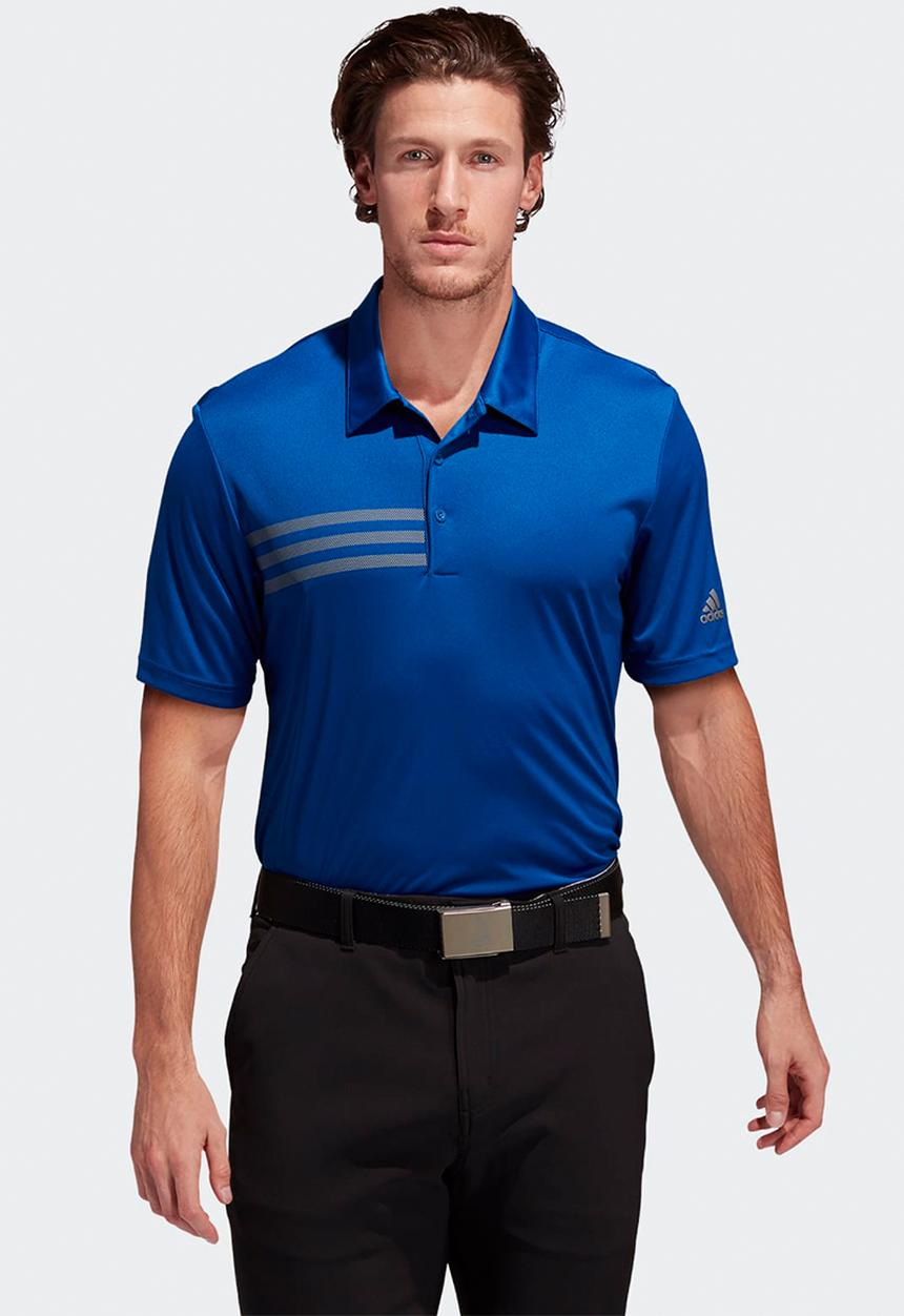adidas Performance - adidas 3-Stripes Chest Golf Shirt - Royal Blue