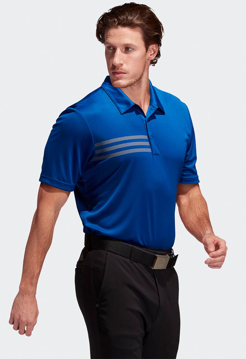 adidas Performance - adidas 3-Stripes Chest Golf Shirt - Royal Blue