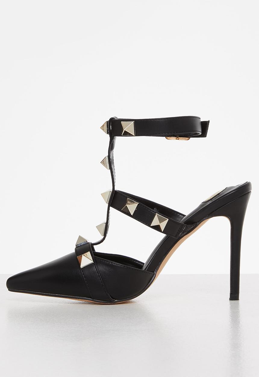 Footwork - Jea studded strap heel - black