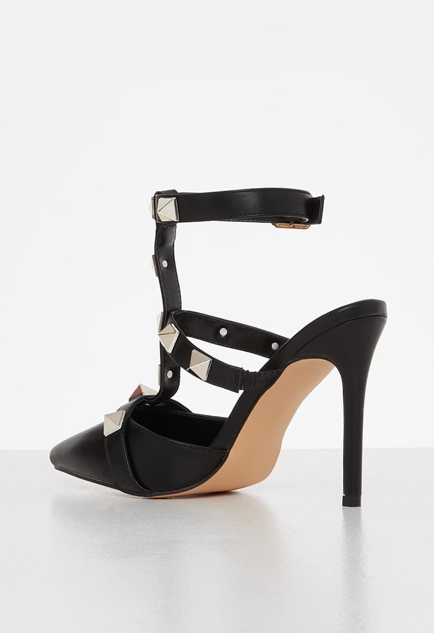 Footwork - Jea studded strap heel - black