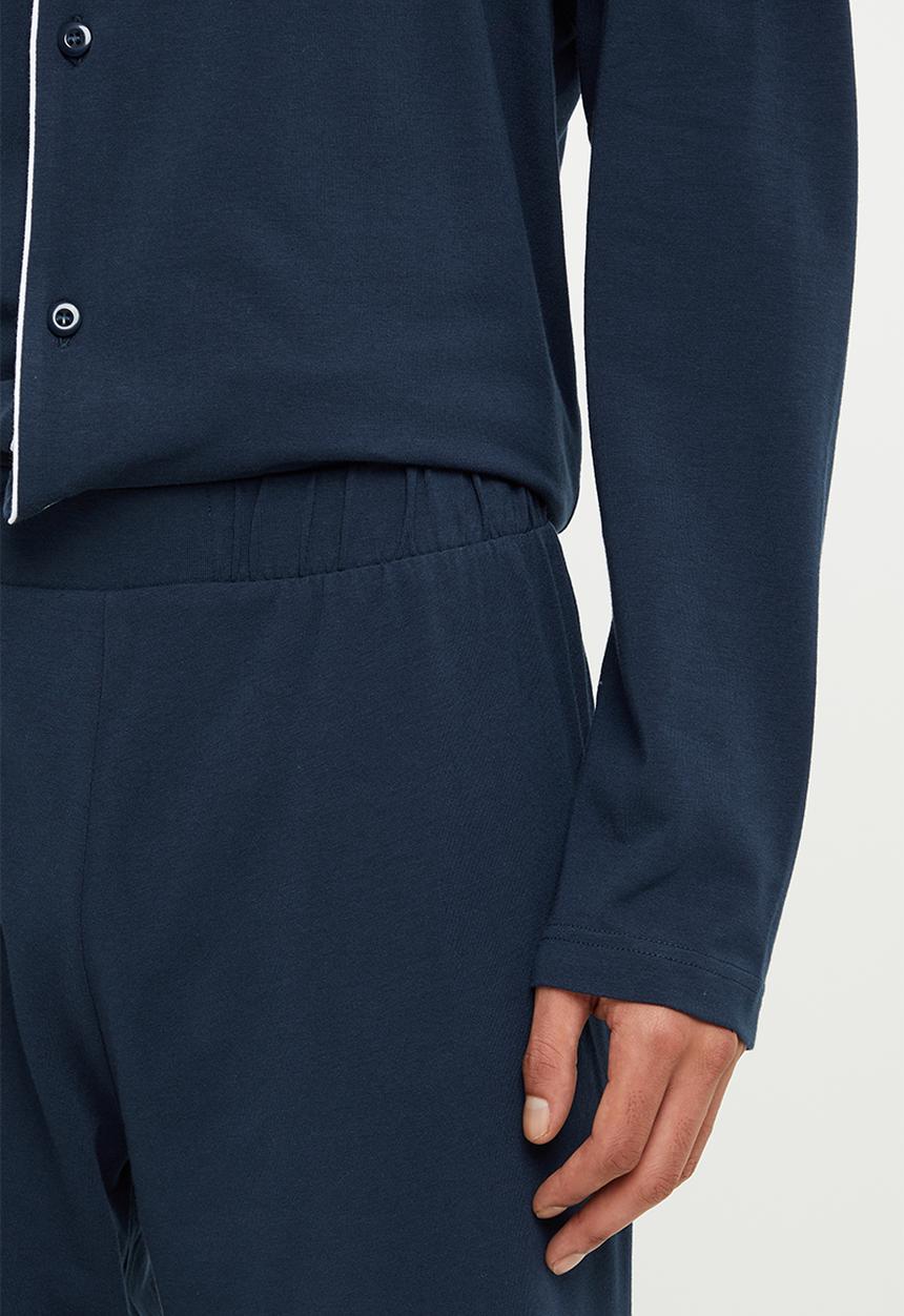Superbalist - Premium piping knit long sleeve sleep set - navy