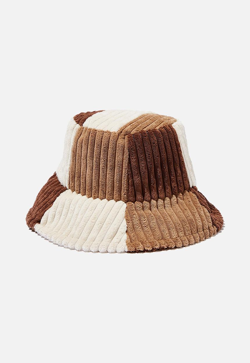 Rubi - Bianca textured bucket hat - patchwork cord natural mix