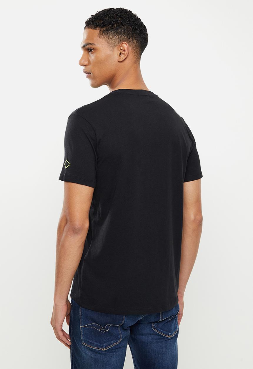 Replay - Above pocket print tee - black