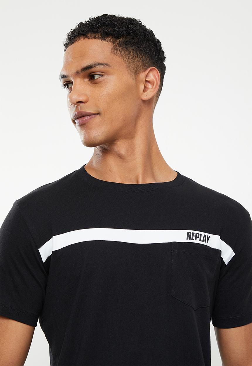 Replay - Above pocket print tee - black