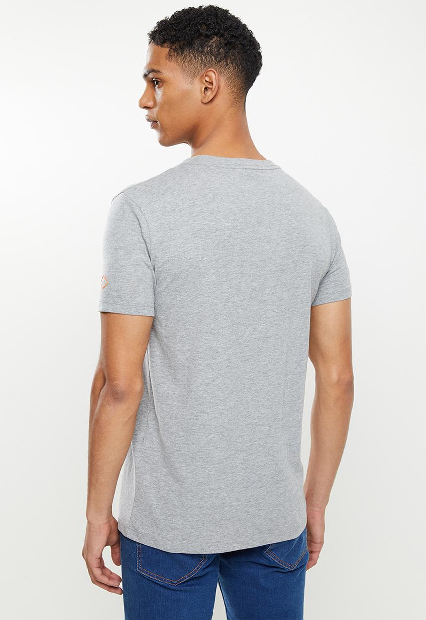Replay - Above pocket print tee - grey melange