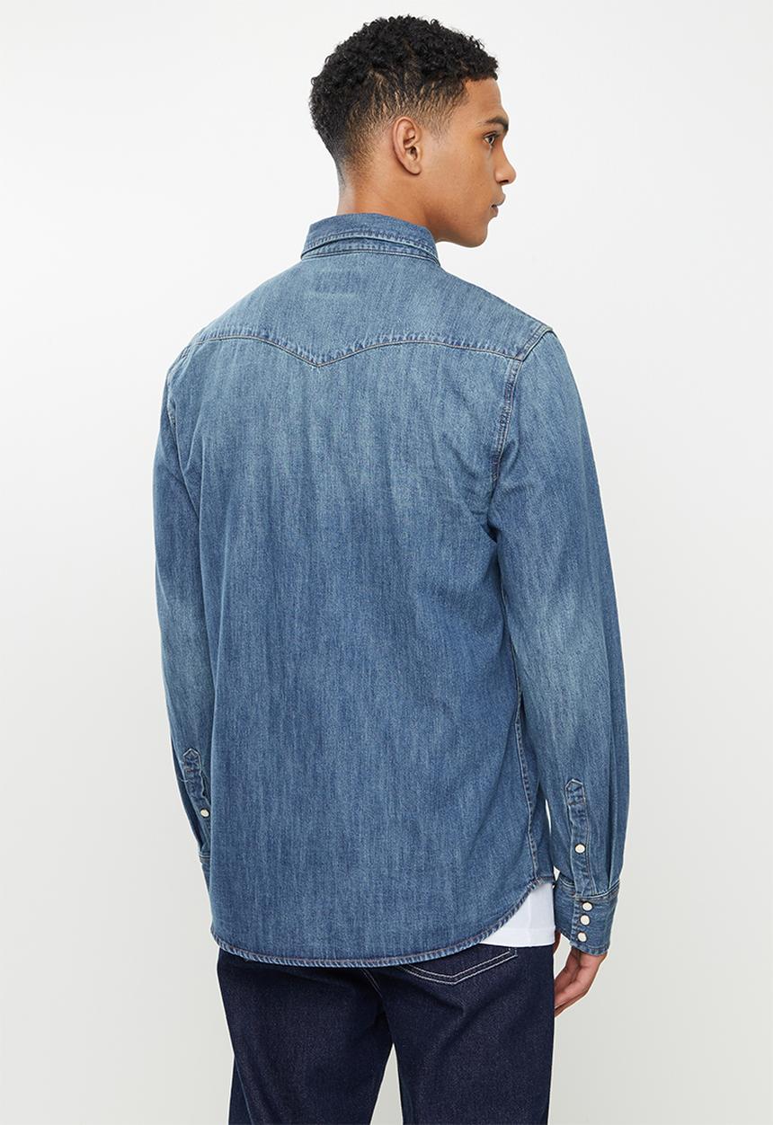 GUESS - Guess long sleeve denim shirt - mid vintage wash