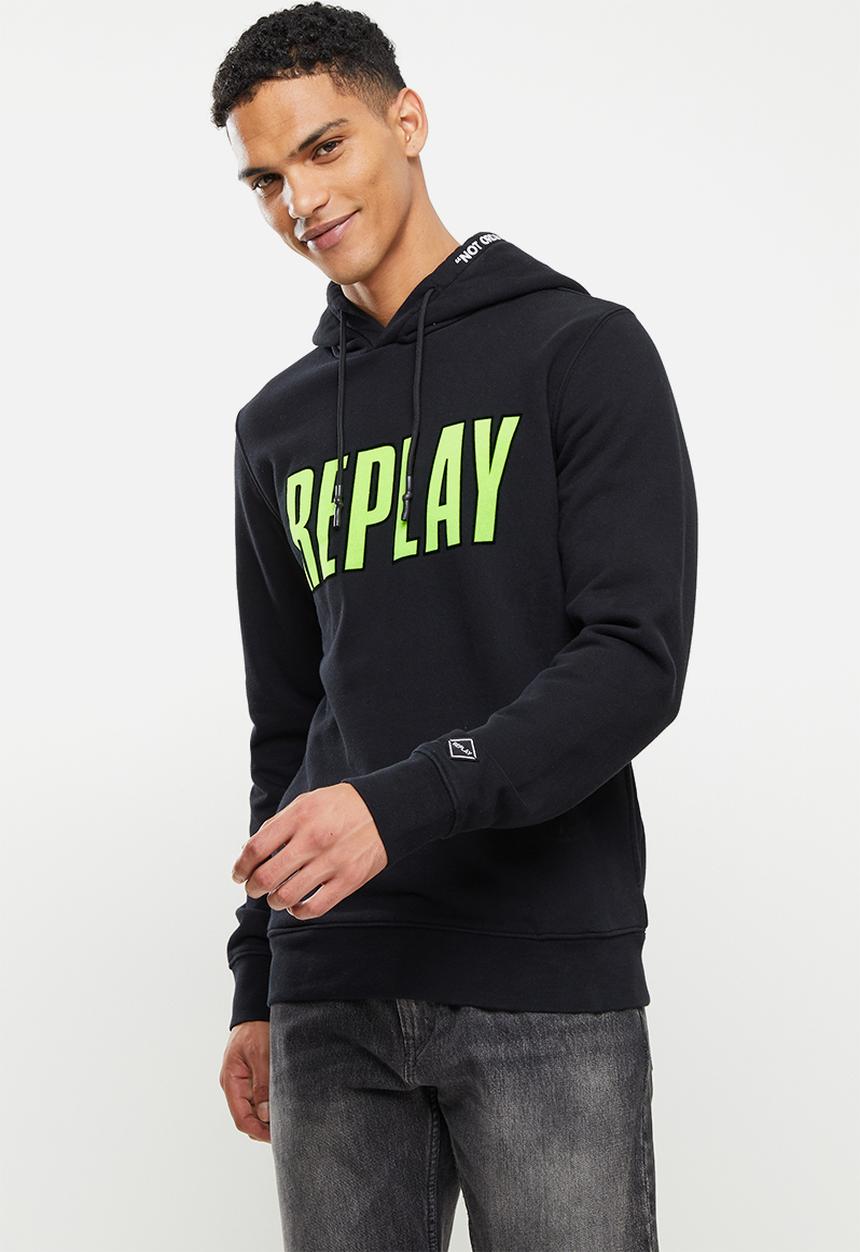 Replay - Replay printed hoody - black