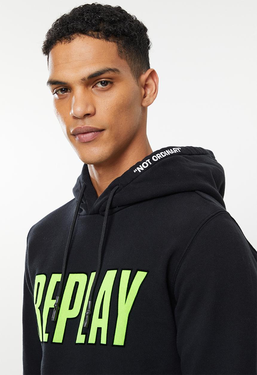 Replay - Replay printed hoody - black