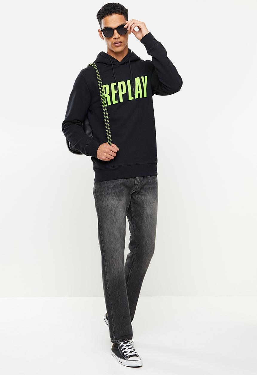 Replay - Replay printed hoody - black