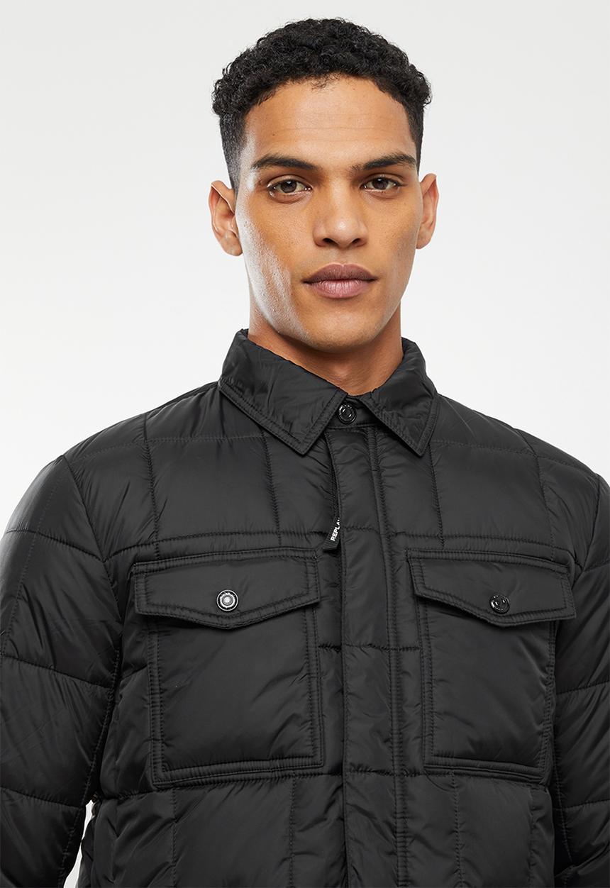 Replay - Utility puffer zip jacket - black
