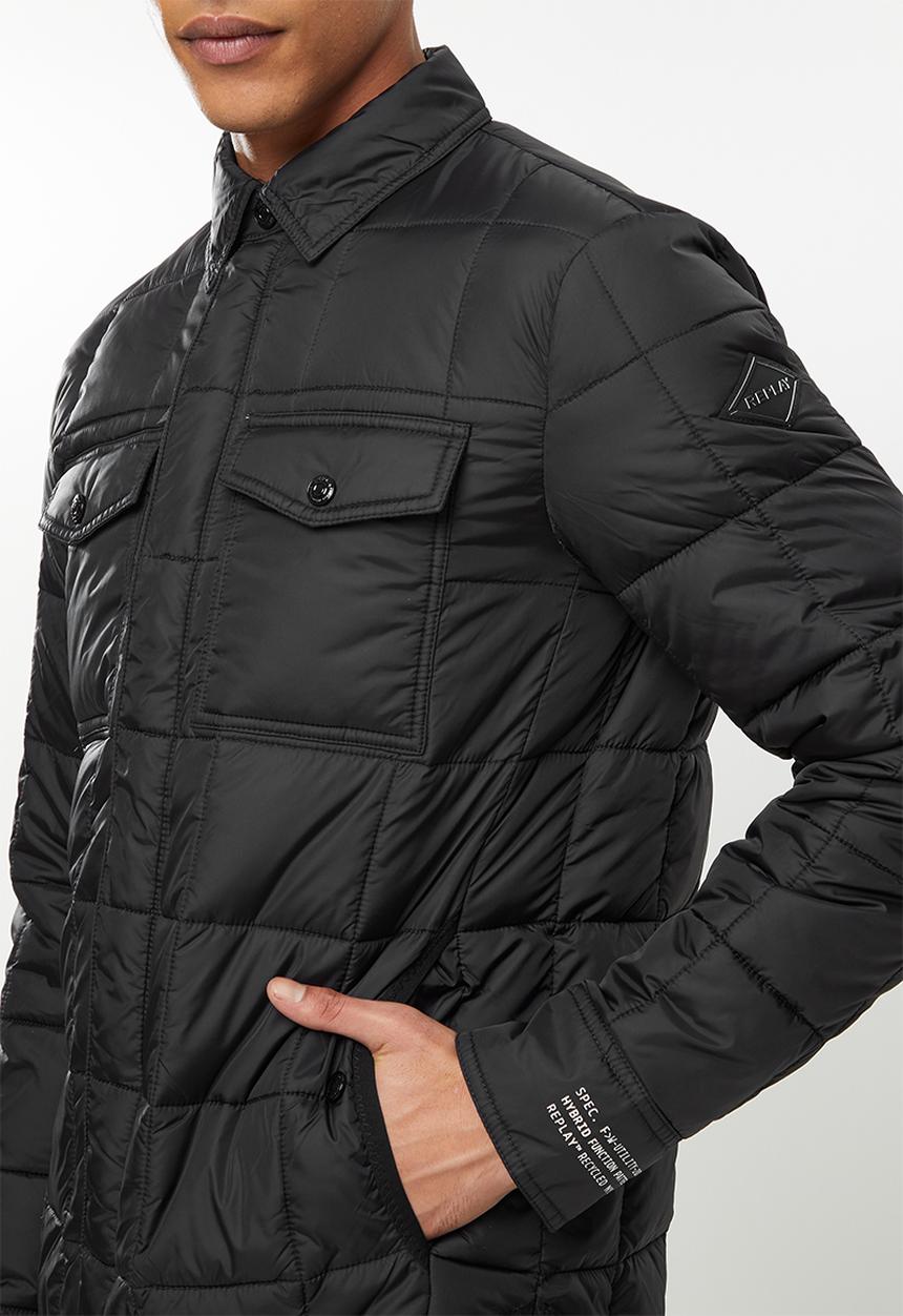 Replay - Utility puffer zip jacket - black