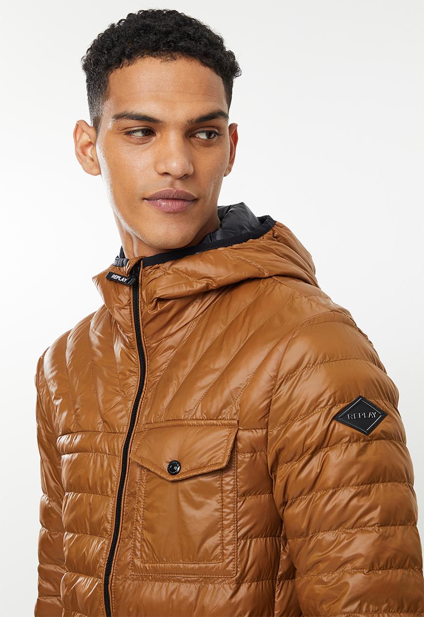 Replay - Hooded puffer jacket - brown
