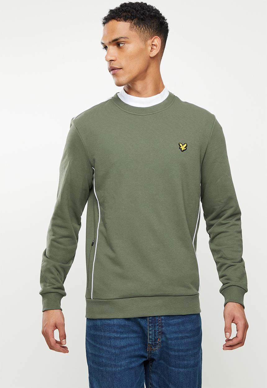 Lyle & Scott - Crew neck Sweatshirt with contrast piping - Cactus Green