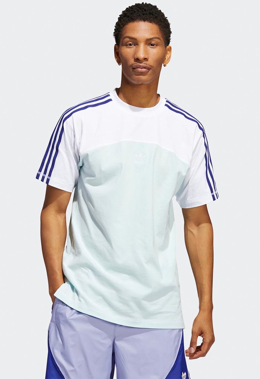 adidas Originals - Blocked 3-Stripes Tee - halo mint & white