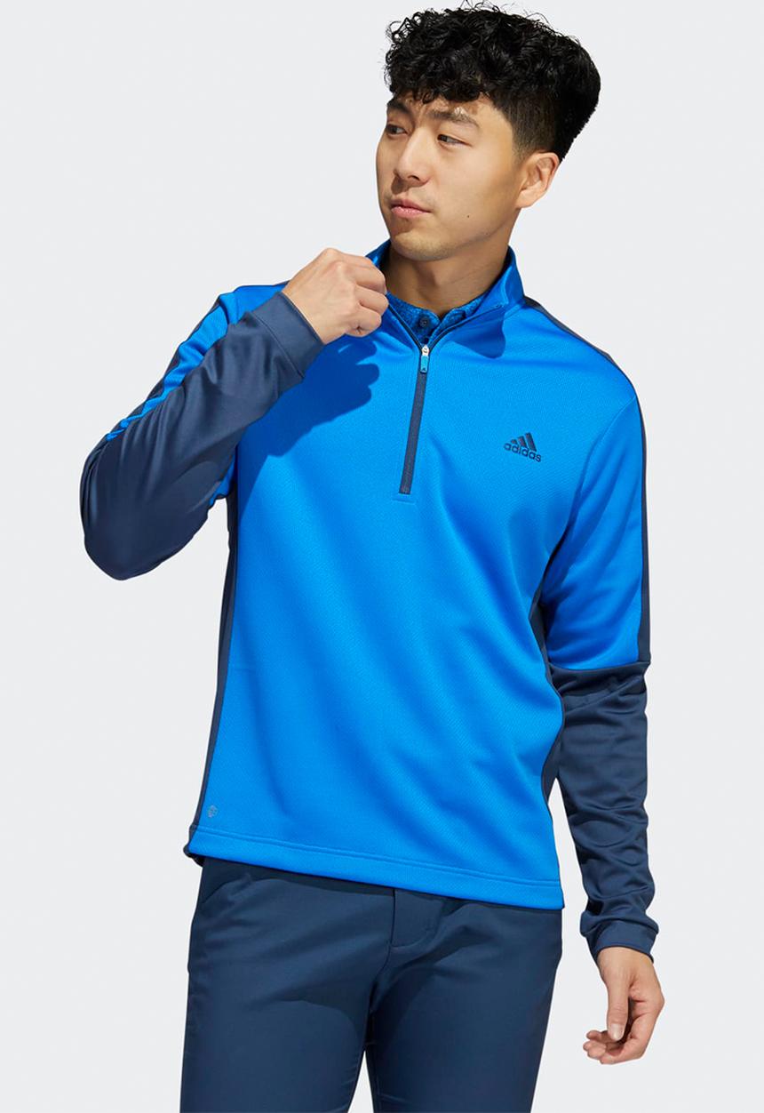 adidas Performance - Golf colour block quarter zip pullover - blue rush & crew navy