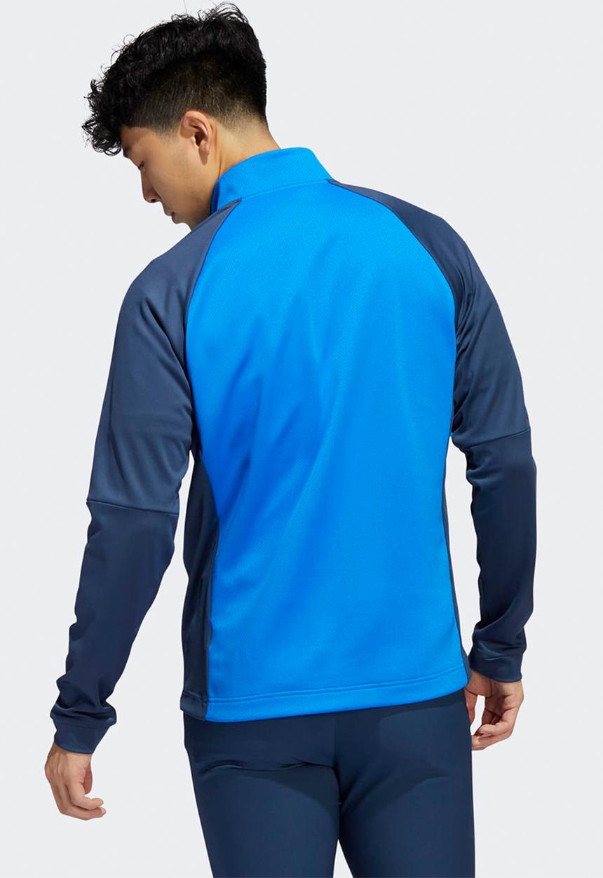 adidas Performance - Golf colour block quarter zip pullover - blue rush & crew navy