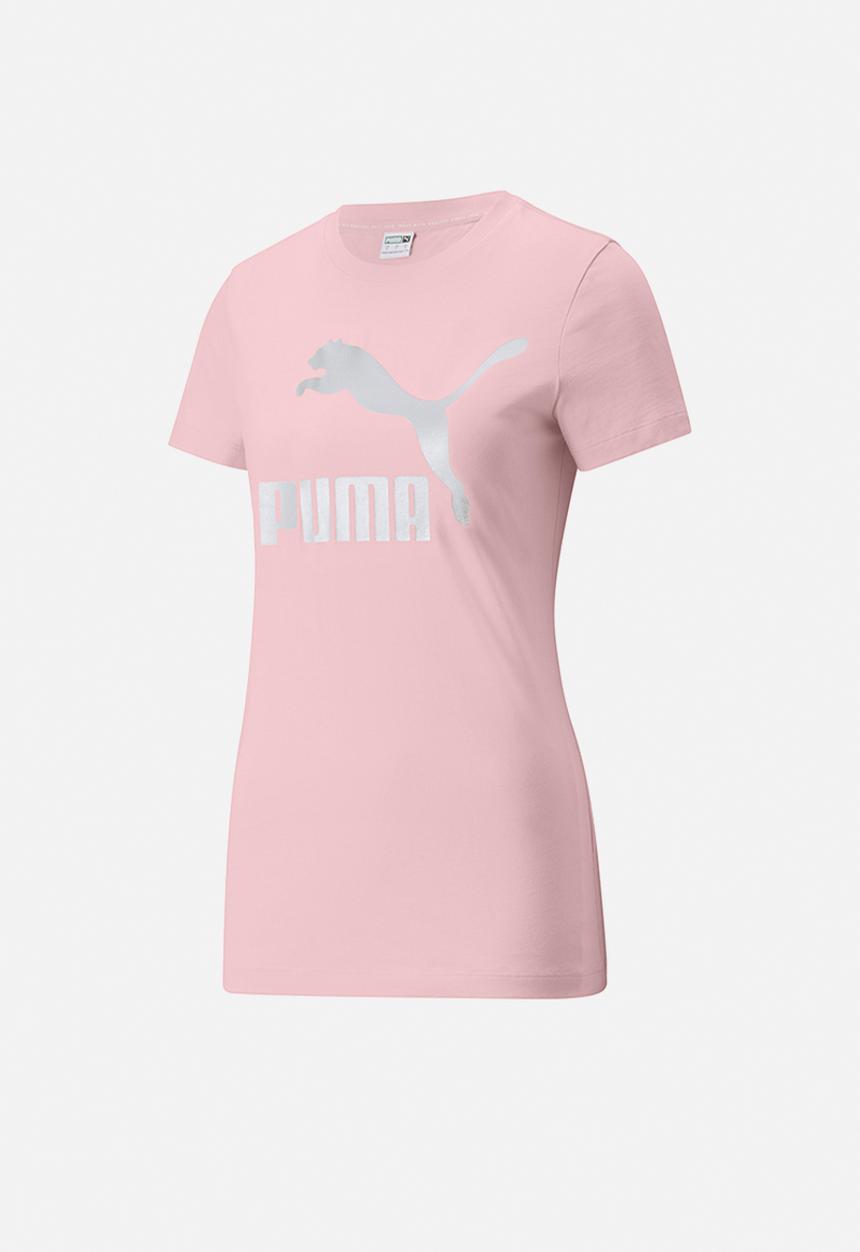 PUMA - Classic metallic logo tee - chalk pink/silver