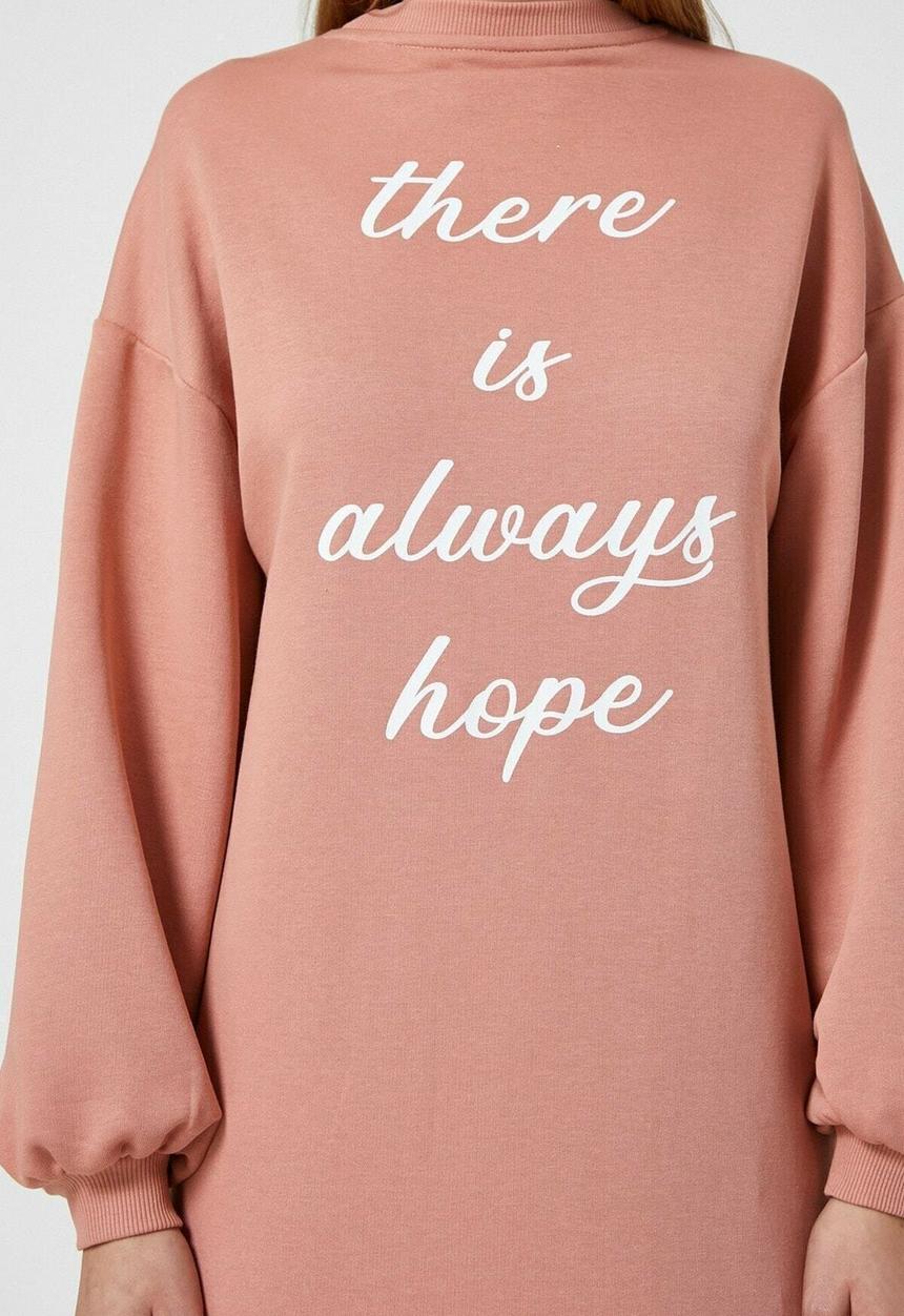 Koton - Cotton long sleeve letter printed dress - pink
