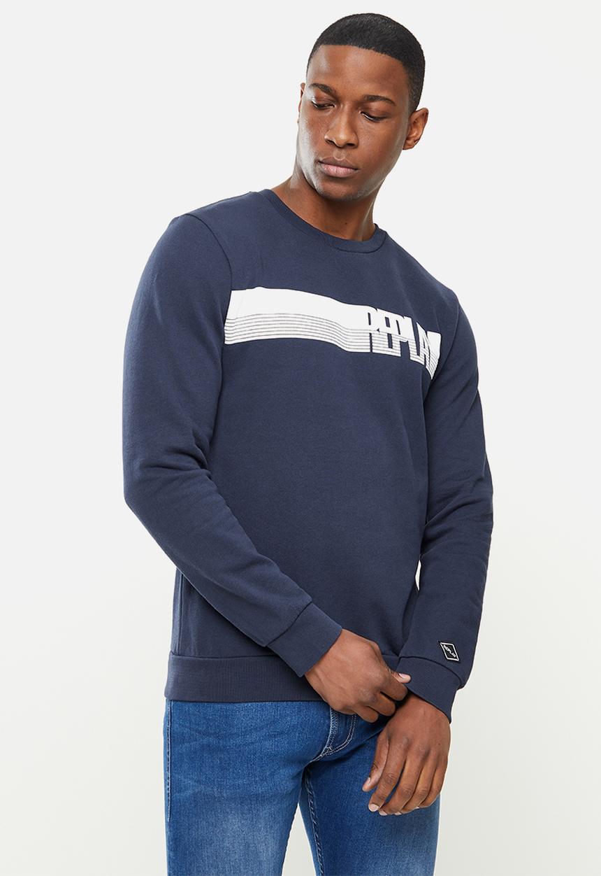 Replay - Replay side printed logo sweat crew - navy