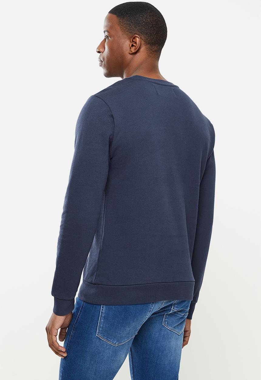 Replay - Replay side printed logo sweat crew - navy