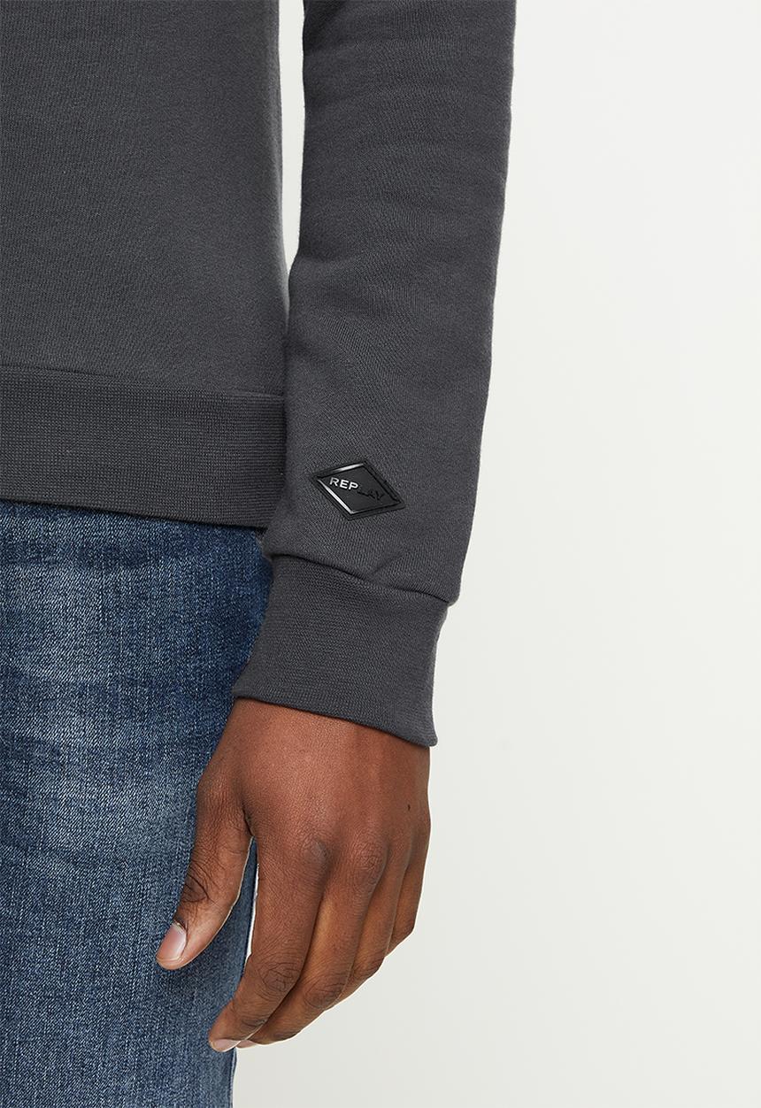 Replay - Replay utility logo crew sweat - charcoal