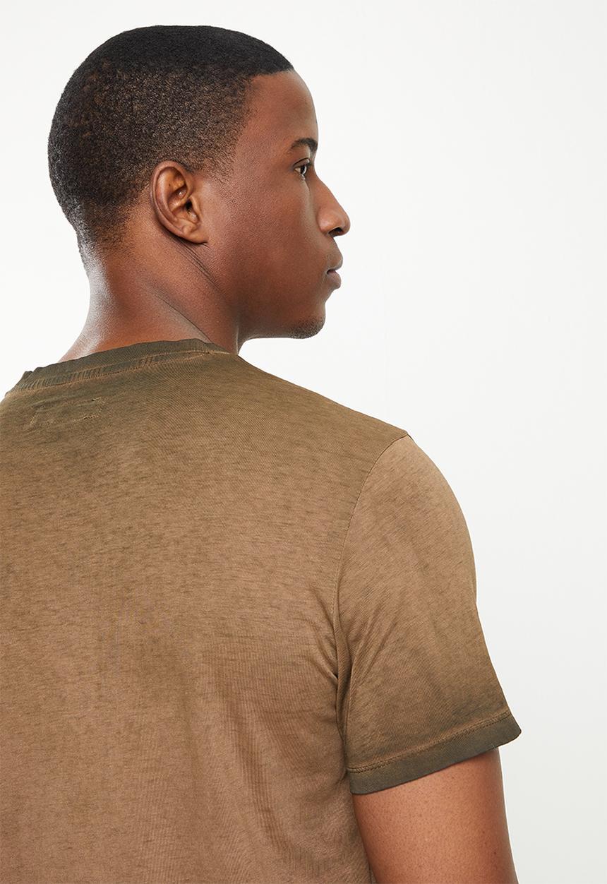 Replay - Pigment washed label tee - brown
