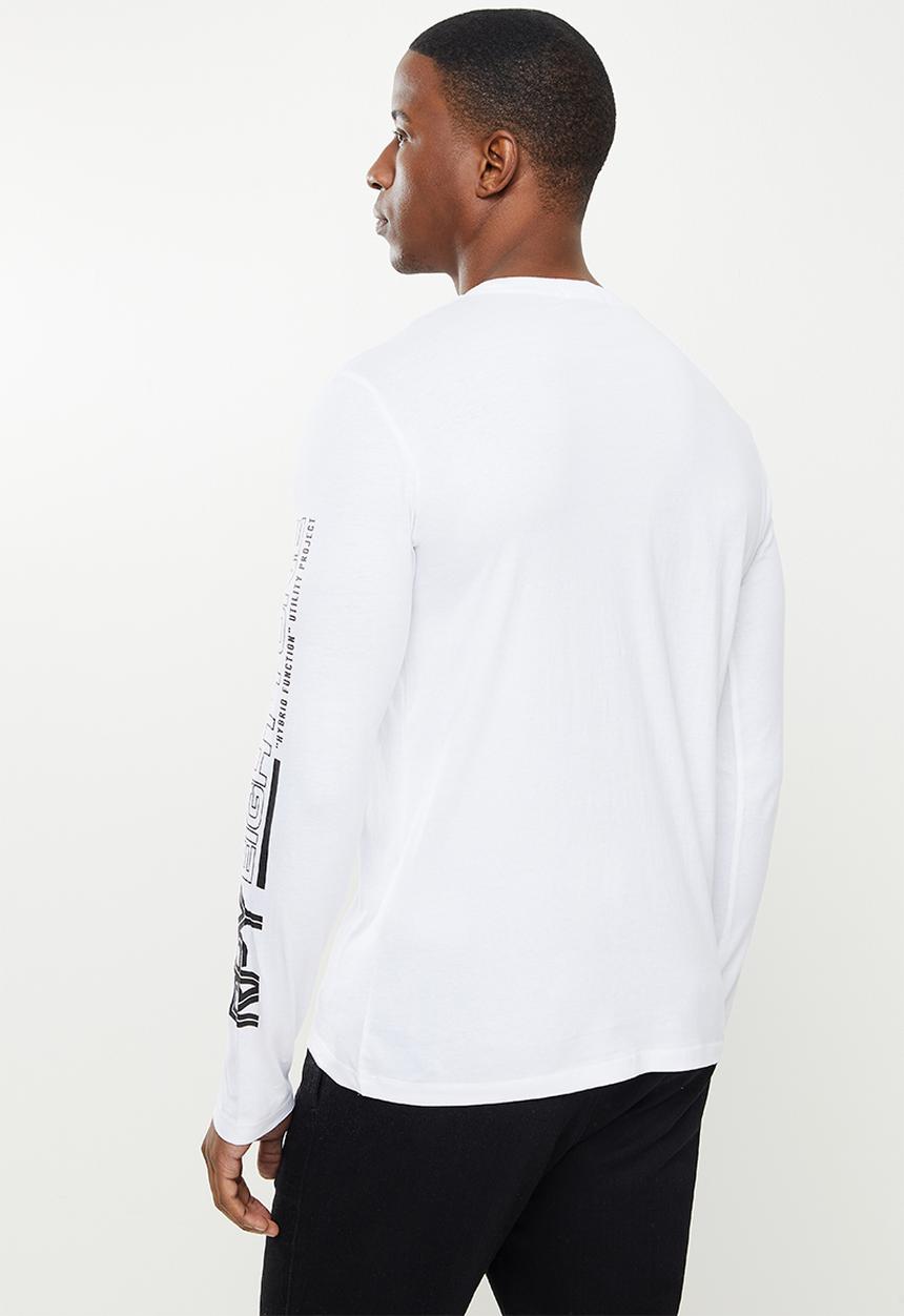 Replay - Replay long sleeve logo printed tee - white
