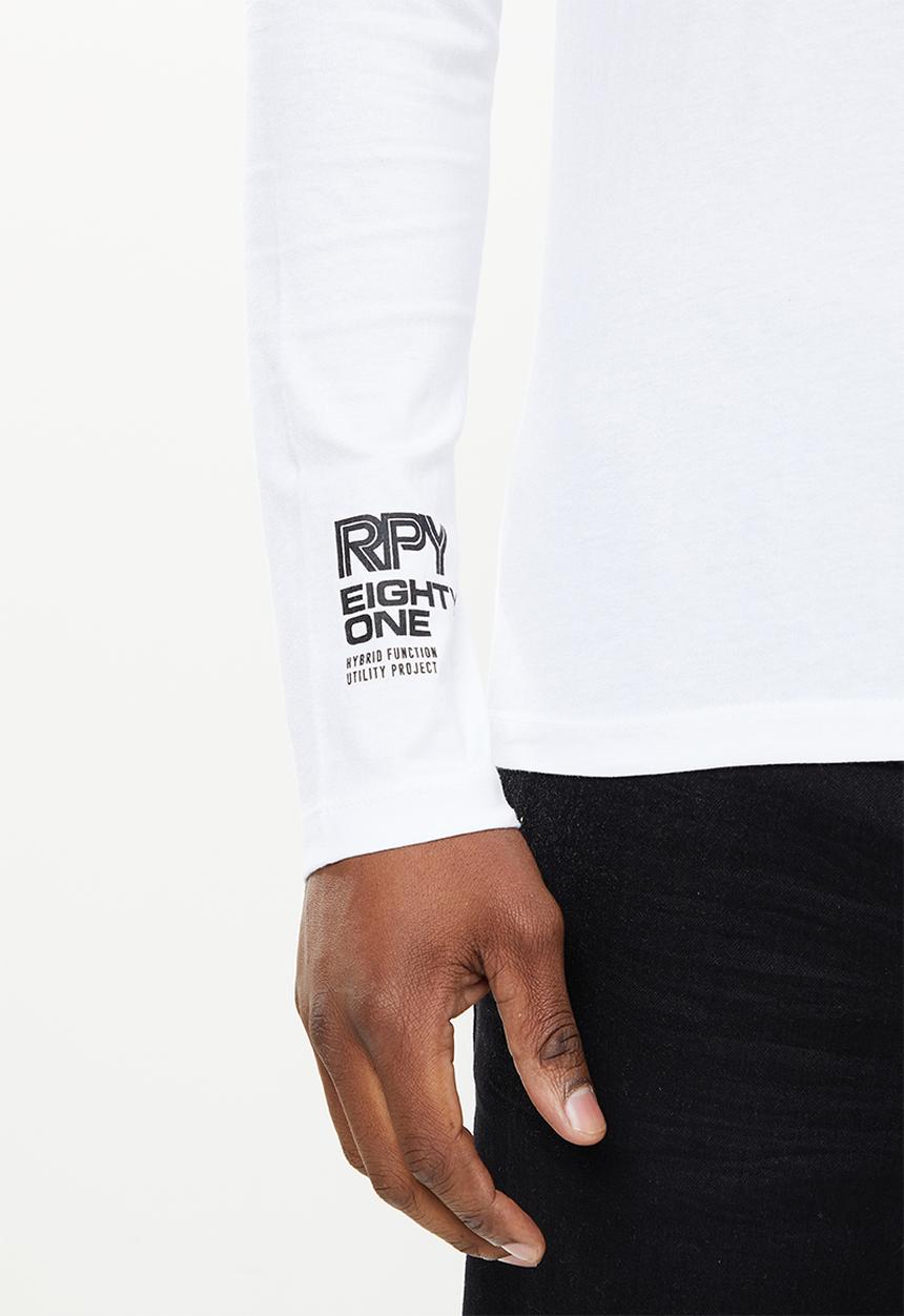 Replay - Replay long sleeve logo printed tee - white