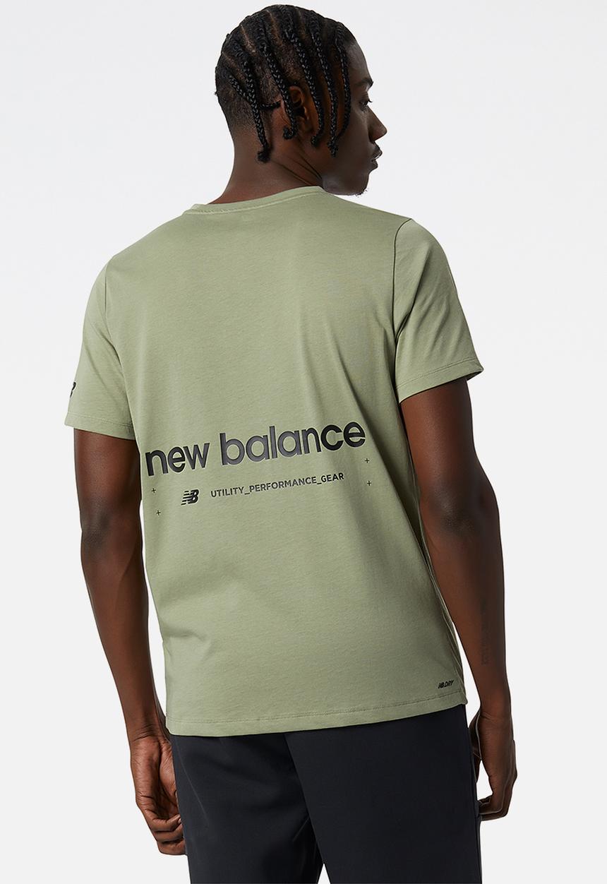 New Balance  - Tenacity Heather Tech SS Print  Tee - Olive leaf