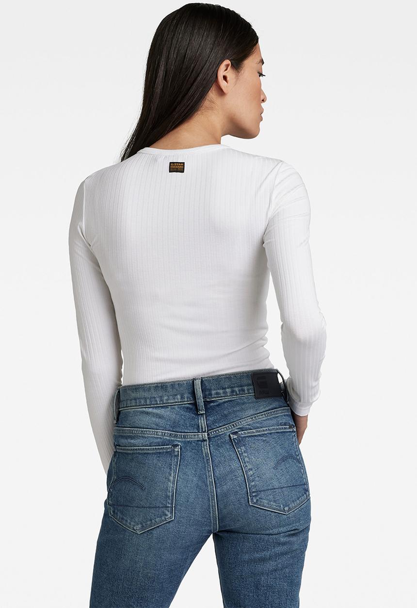 G-STAR - Slim rib longsleeve tee - white