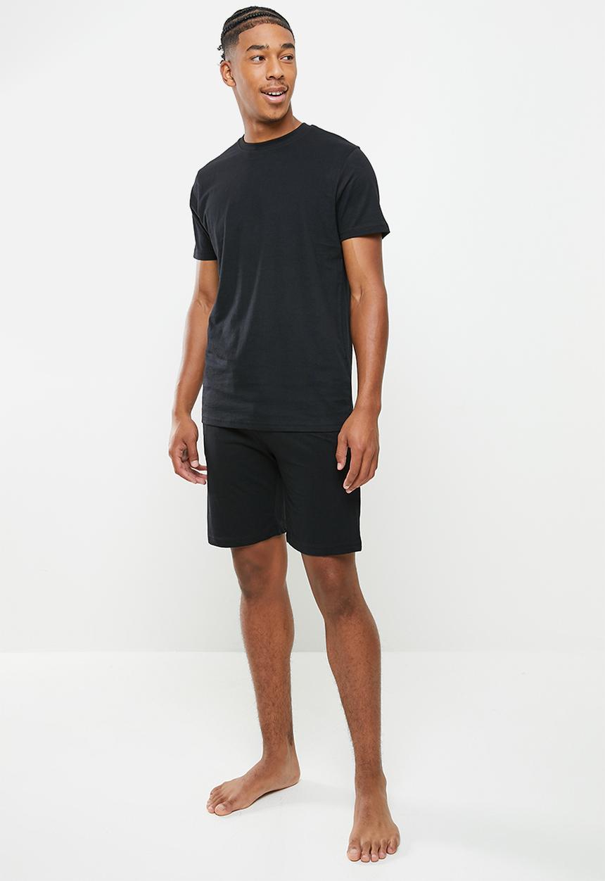 Brave Soul - Zucchini plain short sleeve lounge set - jet black